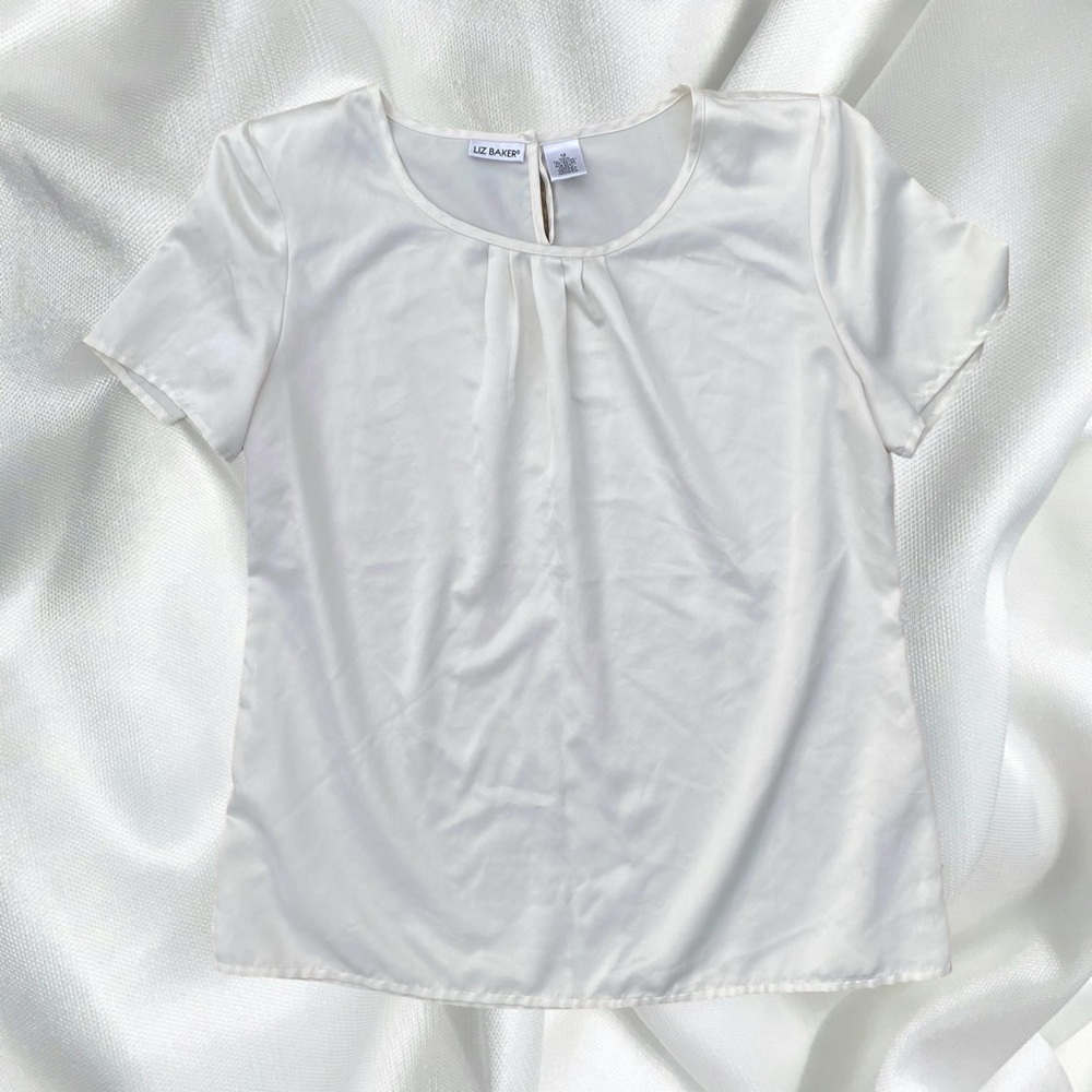 Elegant coquette cream satin blouse